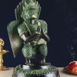 Pure Brass Unique Garuda Dev Statue 17" | Black & Green Antique Tone | Exceptional Centerpiece | 12.7 kg Premium Brass | 10.6" Width & Length | Divine Strength